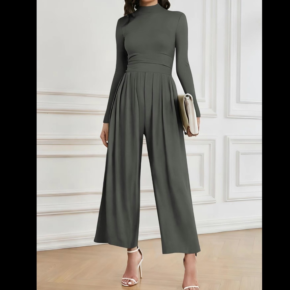 Ruched 🔥 Body Jumpsuit, Long & L Sleeves Wide Leg Jumpsuit